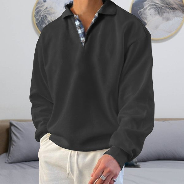 Mens Long Sleeve V-neck Lapel sweater