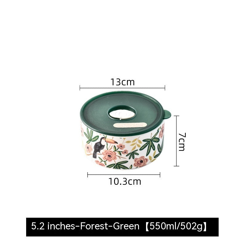 Portable box With Cover Ceramic Bowl