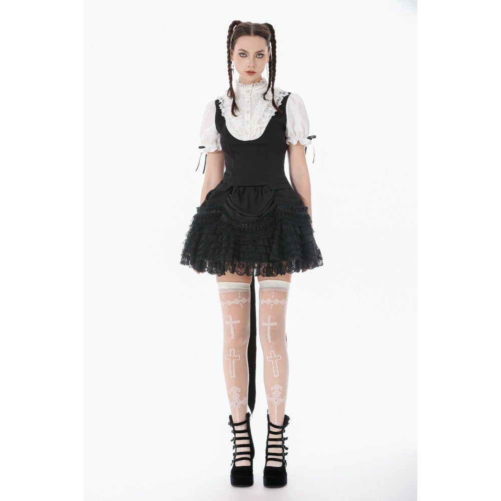 Chemisier noir et blanc en dentelle style cour Dark in Love