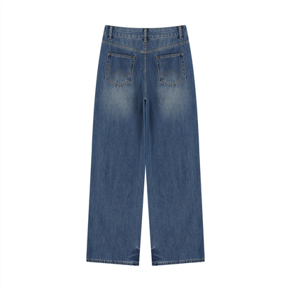 Women's Vintage Wash Wide Leg Jeans 123GSM