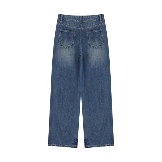 Women's Vintage Wash Wide Leg Jeans 123GSM