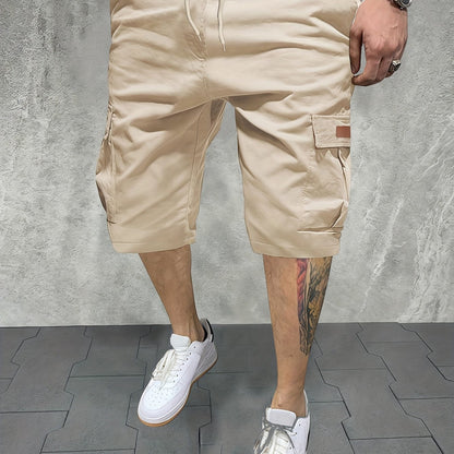 Pantalon de Travail d'Été pour Hommes Multi-Poches Polyester Non Extensible Shorts