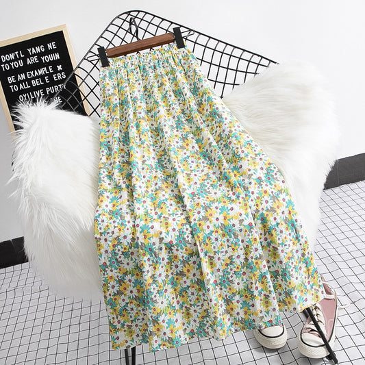 Summer New Plus Size High Waist Chiffon Big Swing Midi Dress