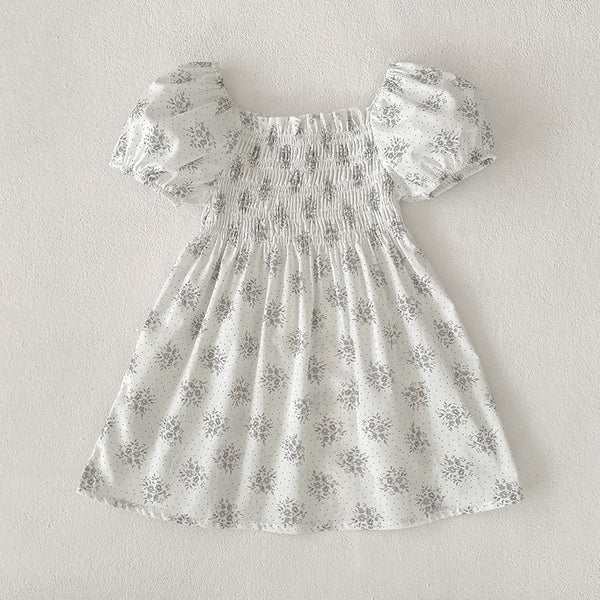 Girls' Short-sleeved Floral Dress