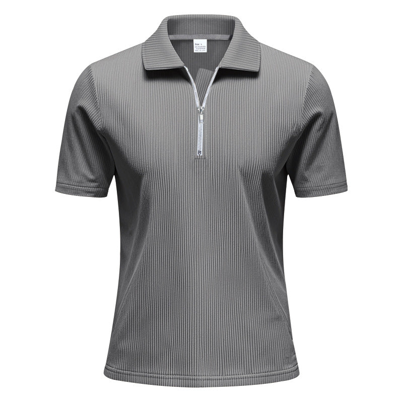 Men's Corduroy Half-Zip Polo Shirt - Short Sleeve
