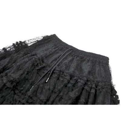 Jupe gothique en velours et dentelle Morticia Dark in Love noire