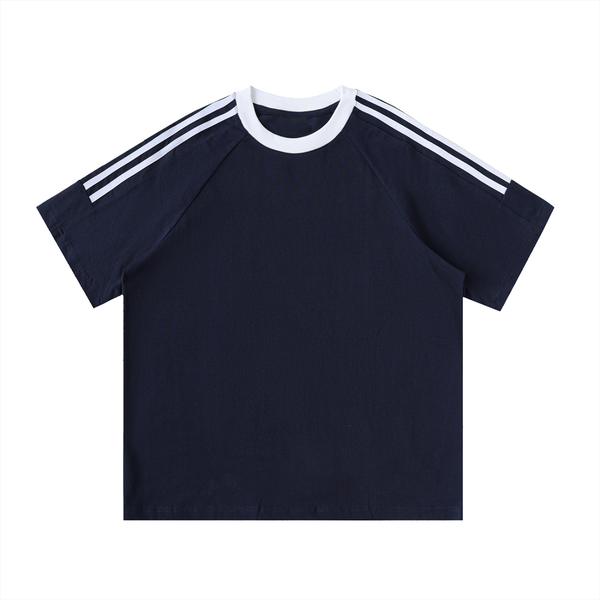 Contrast Tape Crewneck Cotton T-Shirt