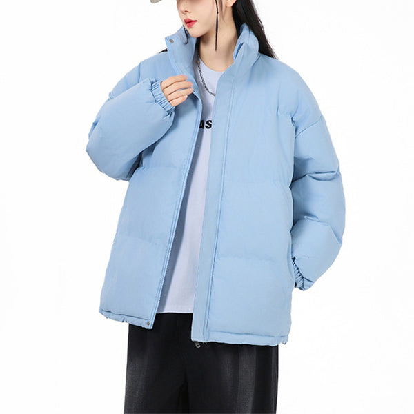 Womens Loose Stand-collar Cotton Thicken Jacket - Stuffs & Savers