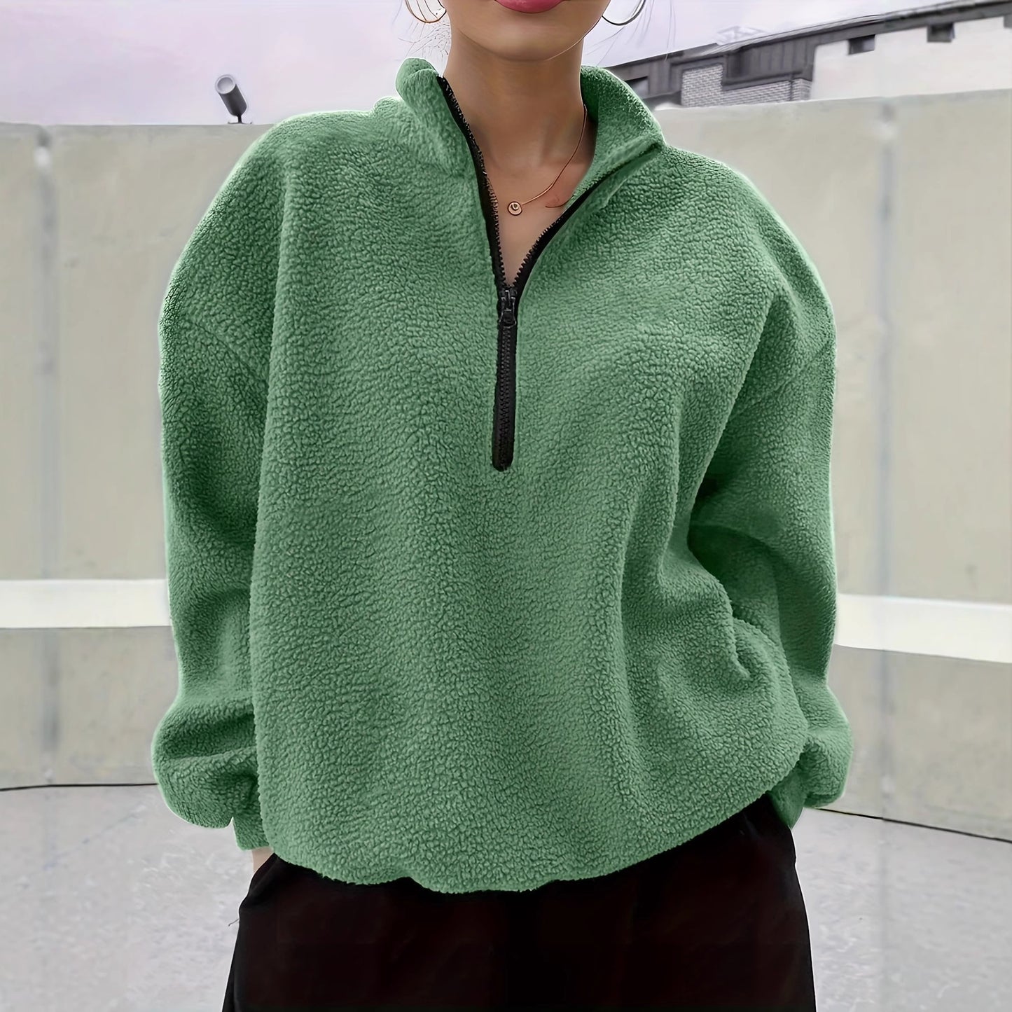 Women's Long-sleeved Casual Solid Color Simple Sweater