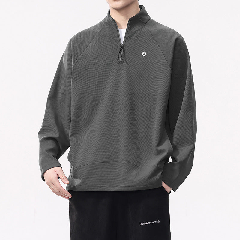 Men'sVintage Long Sleeve Half-Zip Polo Sweatshirt