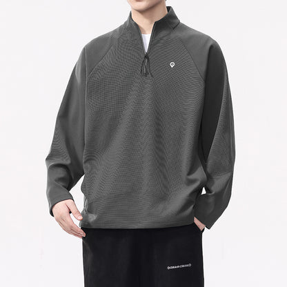 Men'sVintage Long Sleeve Half-Zip Polo Sweatshirt