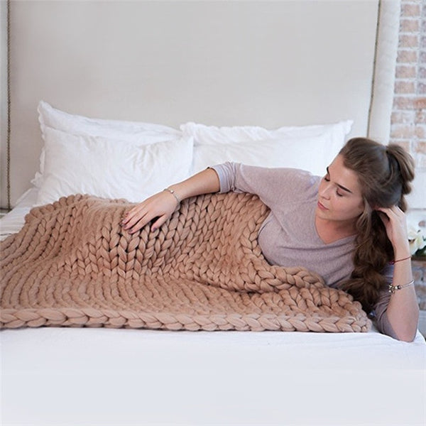 Chunky Knit Cotton Throw Blanket