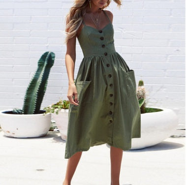 Suspender button dress