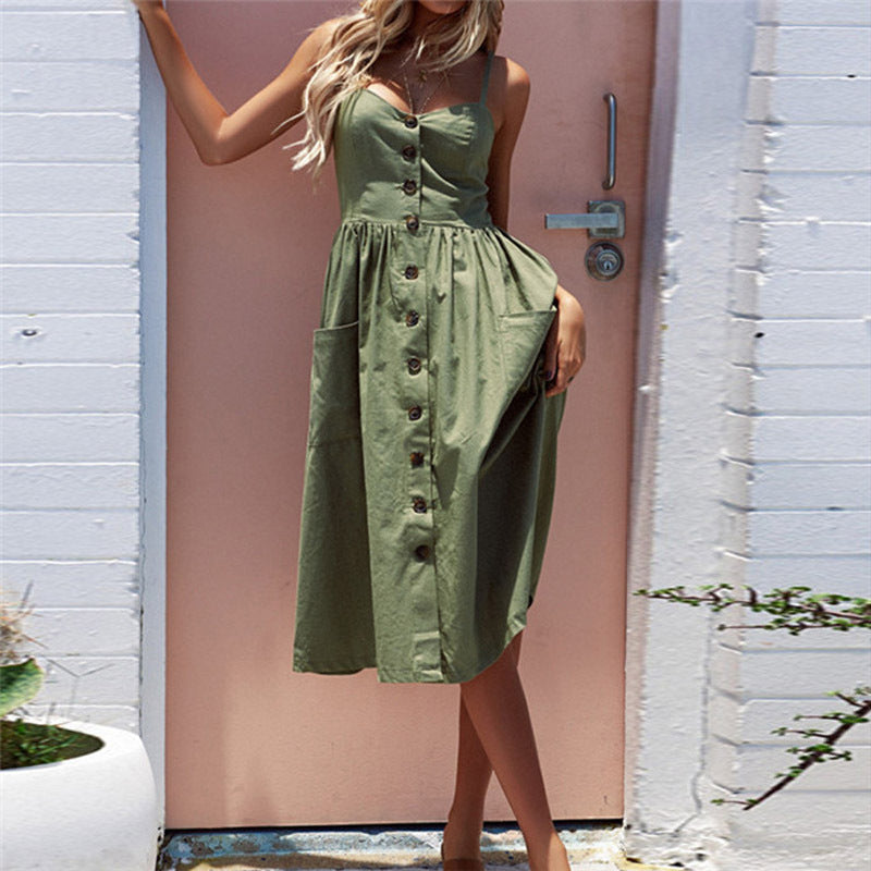 Suspender button dress