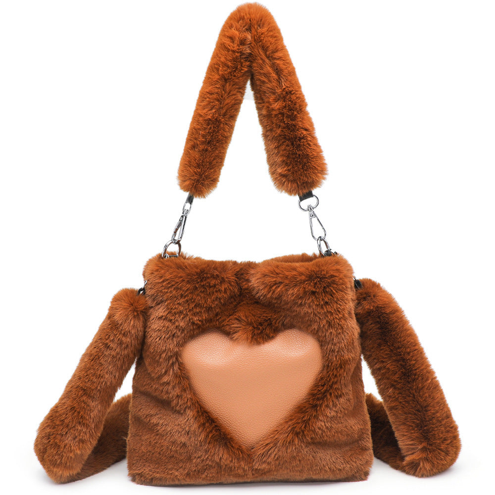 Sac à bandoulière duveteux pour femmes, sac à main à poignée supérieure, sac à main d'automne-hiver en peluche, sacs de courses tendance pour filles, sacs à main pour femmes