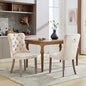 Modern Set Of 2 Upholstered Velvet Dining Chairs, Button Tufted Kitchen Lounge Chairs With Brushed Wood Legs, Riveted Trim And Knocker Ring, For Dining Room Living Room