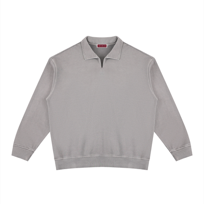 Unisex Vintage Wash Collared Sweatshirt 320GSM