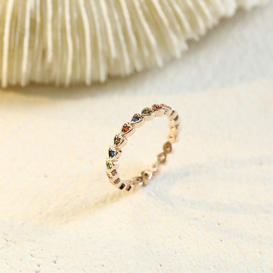 Inlaid Zircon Love Ring