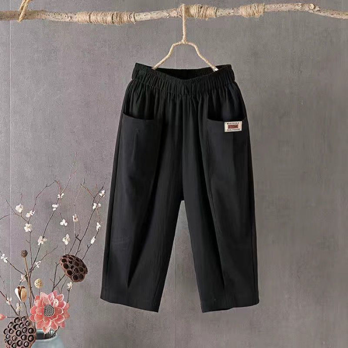 Linen Elastic Waist Casual Pants