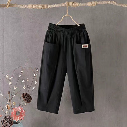 Linen Elastic Waist Casual Pants