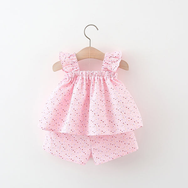 Bow-Detail Dress and Shorts Set