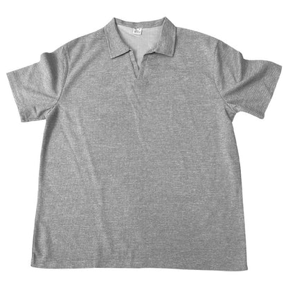 Waffle Lapel Short-sleeved V T-shirts