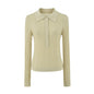Women's Ribbed Polo-Collar Knit Top