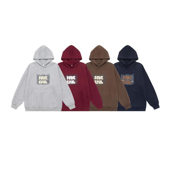 Unisex Letter-Print Pullover Hoodie