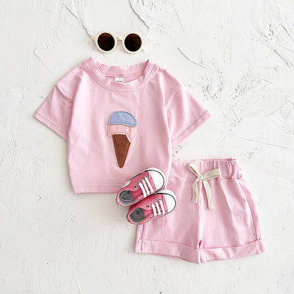 Baby Ice Cream Patch Short Sleeve Suit
