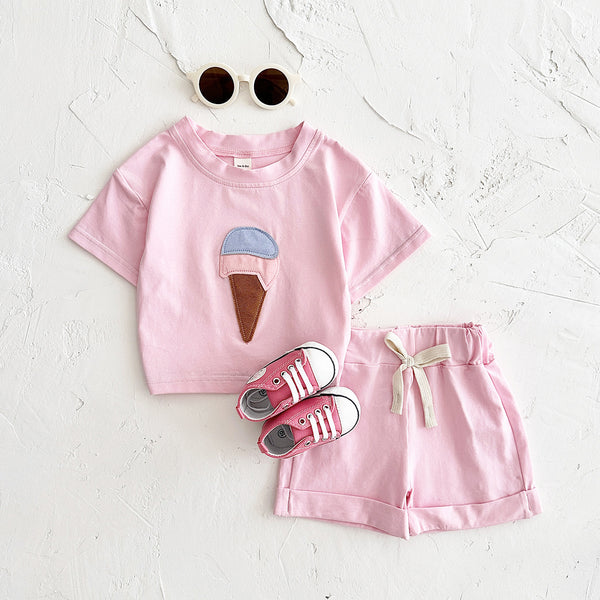 Baby Ice Cream Patch Short Sleeve Suit