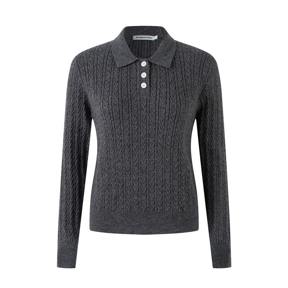 Neck Long Sleeve Knitwear Women's Versatile Pullover Basic Sweater