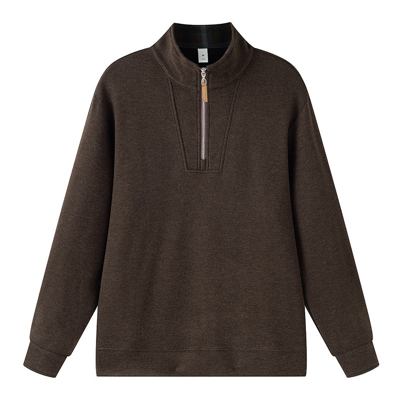 Half Zip Stand Collar Fleece Sweatshirt