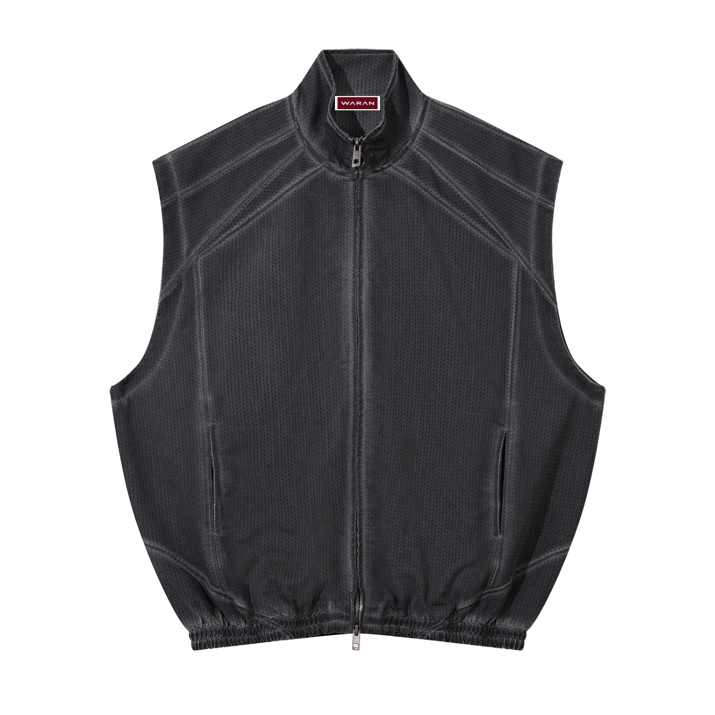 Unisex Vintage Wash Mesh Full-Zip Vest