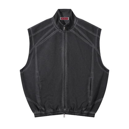 Unisex Vintage Wash Mesh Full-Zip Vest