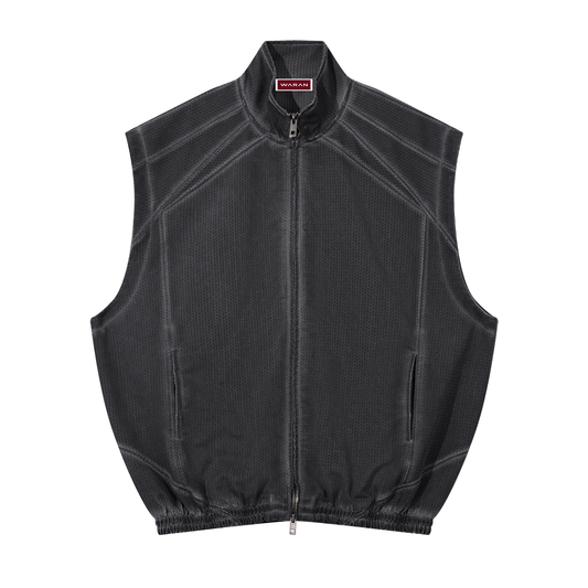 Unisex Vintage Wash Mesh Full-Zip Vest