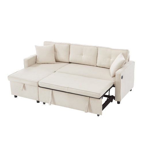 L-Shaped Sofa Bed with Storage Chaise