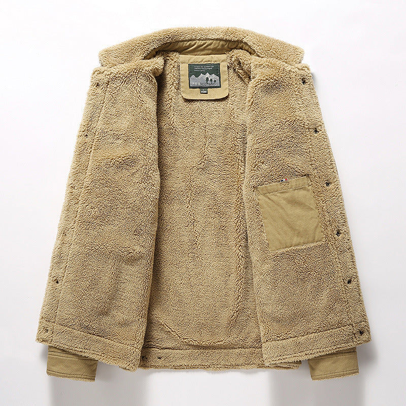 Fleece-lined Thickened Polo Collar Jacket