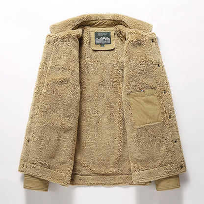 Fleece-lined Thickened Polo Collar Jacket