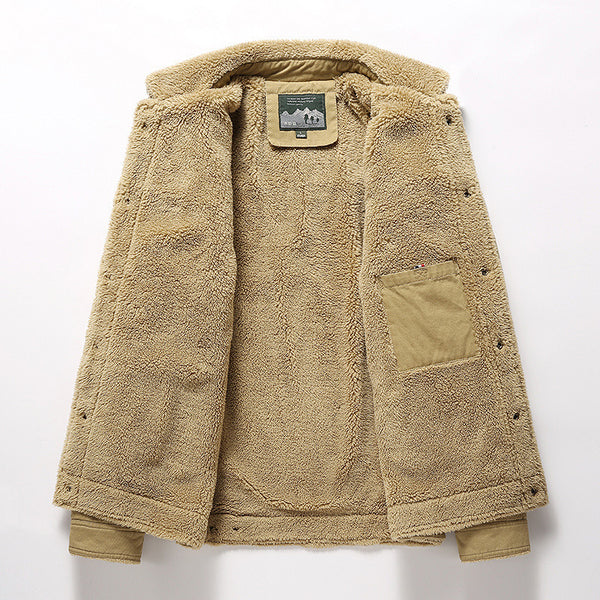 Fleece-lined Thickened Polo Collar Jacket
