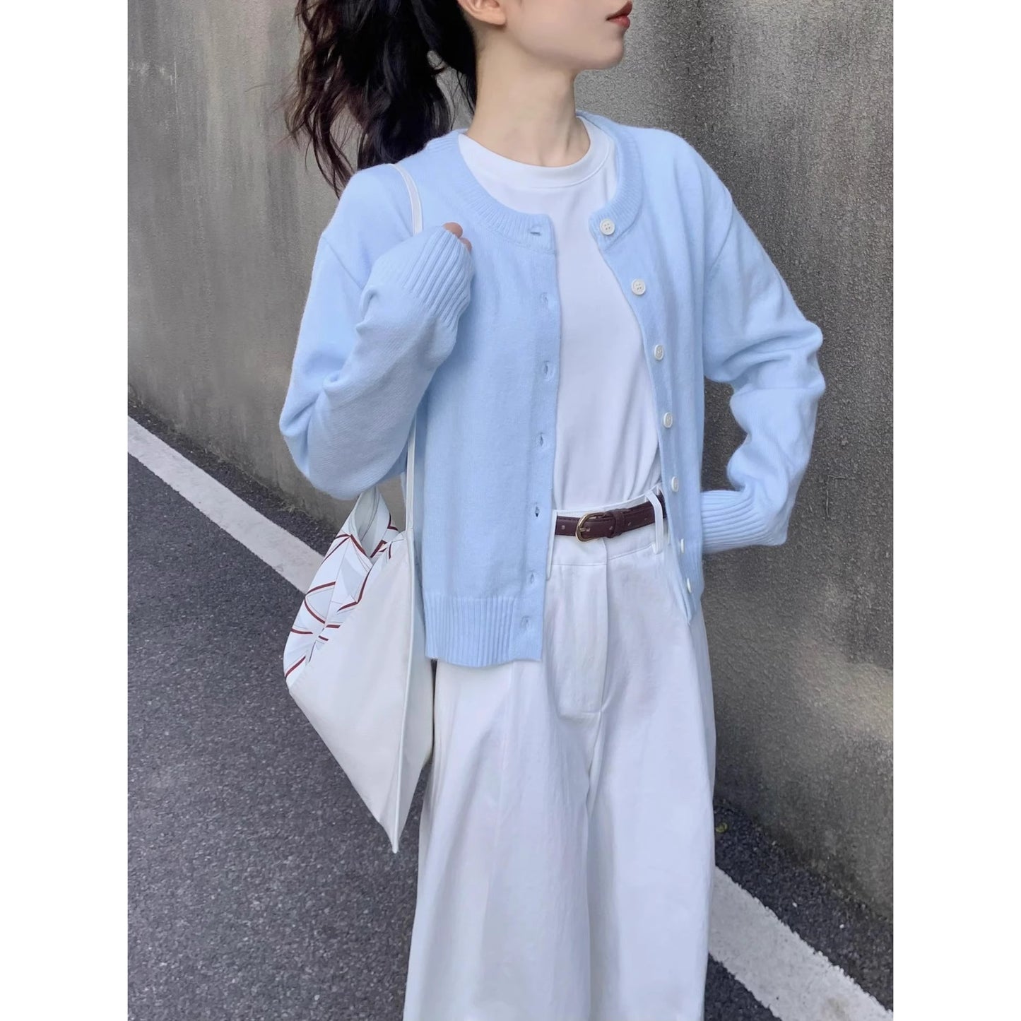 Single-Breasted Knit Cardigan Top