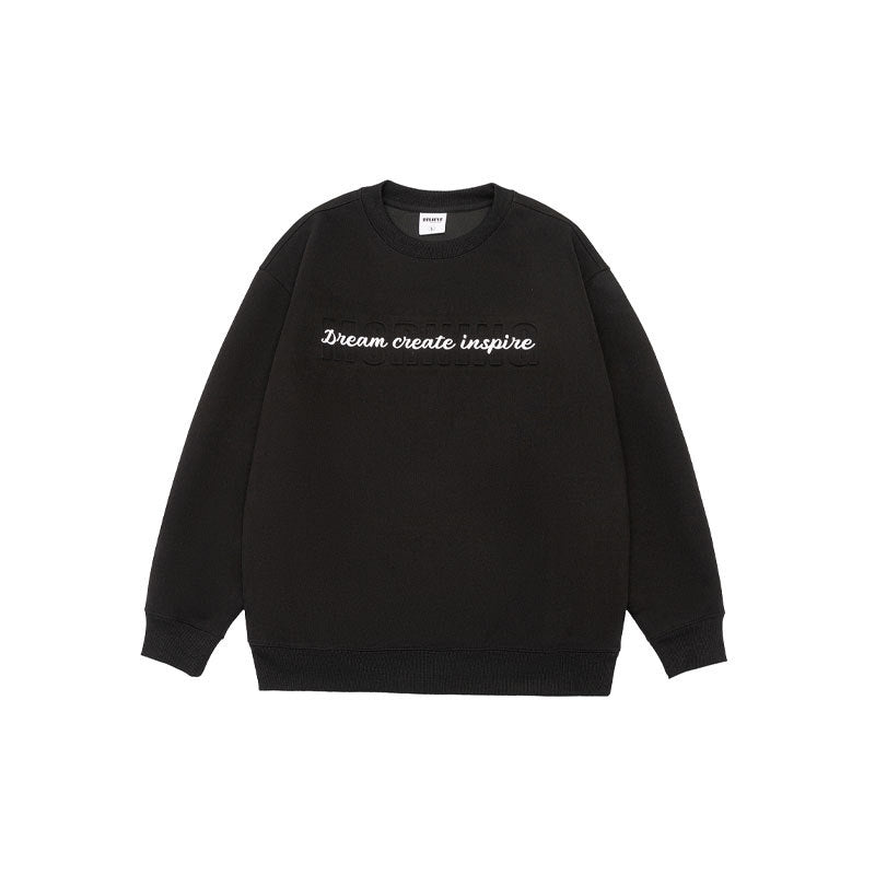 Men's  Oversized Long Sleeve Crew Neck Letter Embossed Sweatshirt