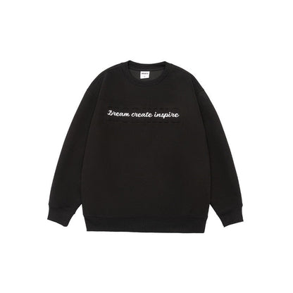 Men's  Oversized Long Sleeve Crew Neck Letter Embossed Sweatshirt