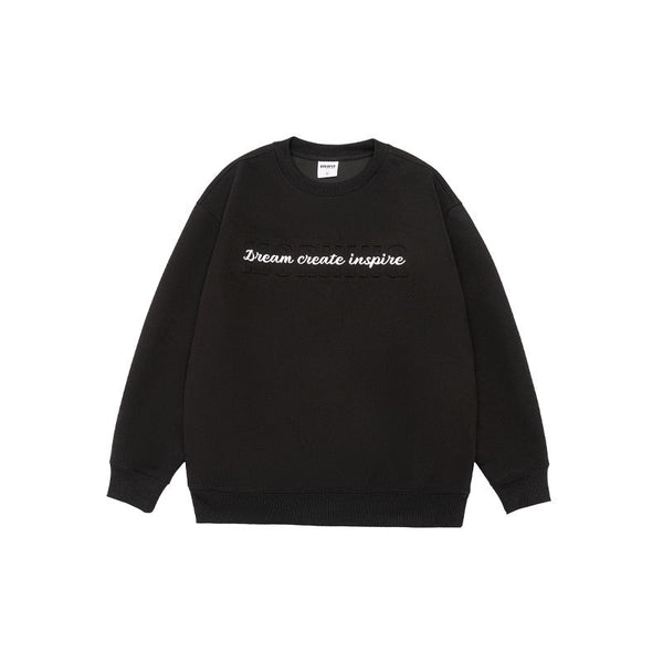 Men's  Oversized Long Sleeve Crew Neck Letter Embossed Sweatshirt