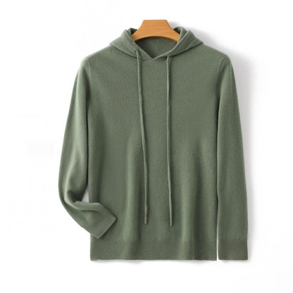 Men's Hooded Solid Color Skin-friendly Knitted Warm Hoodie Bottoming Shirt