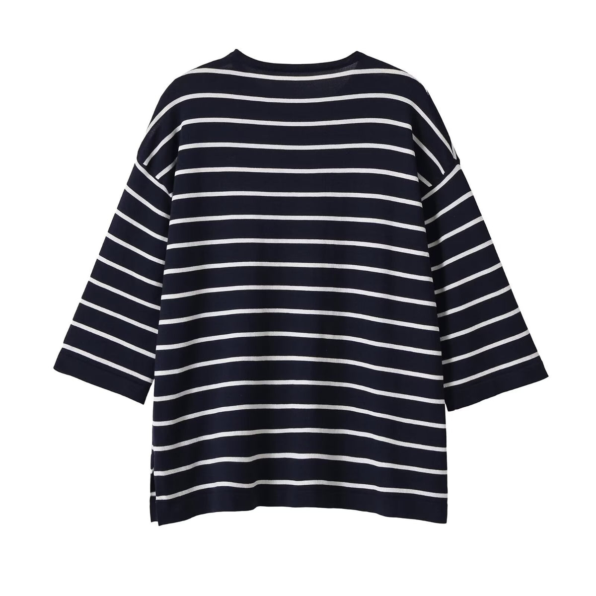 striped round neck knitted sweater for women