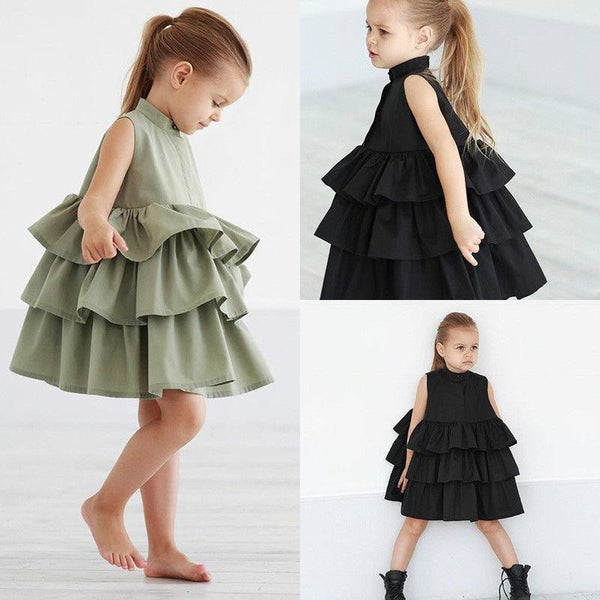 Robe sans manches unie simple pour petites et moyennes filles