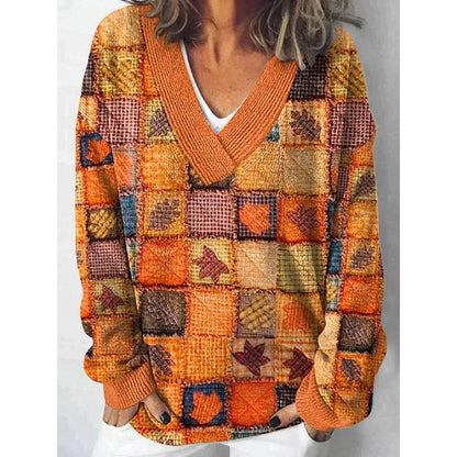 Women's 3D Digital Floral Print Long Sleeve Pullover