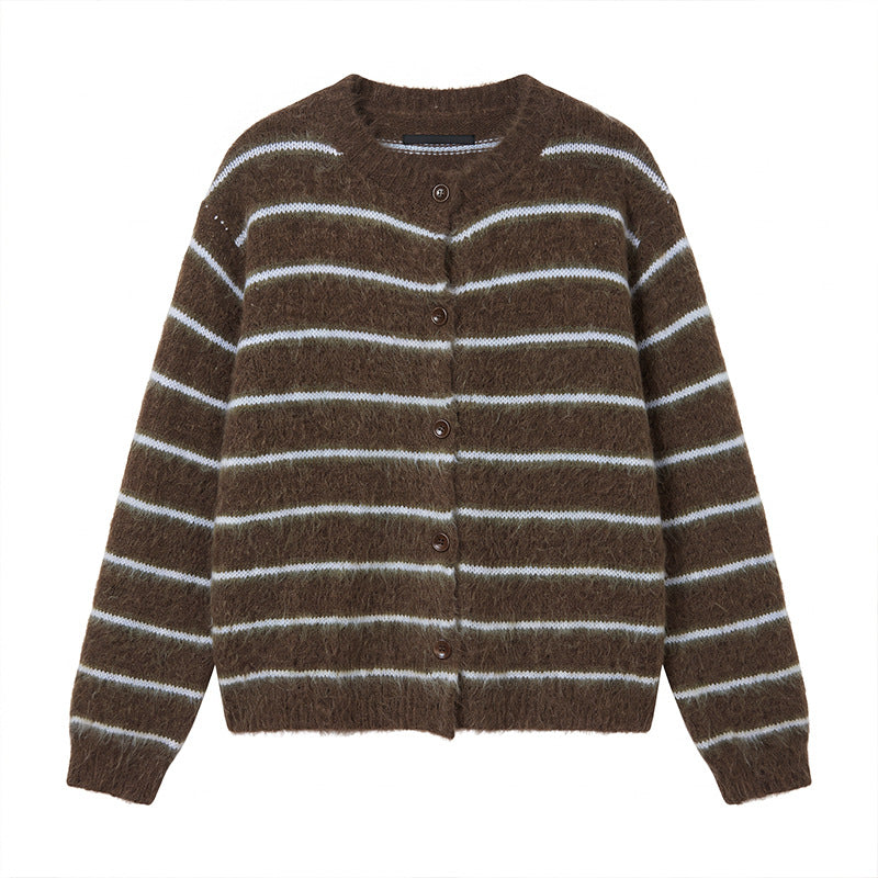 Striped cardigan women's sweater