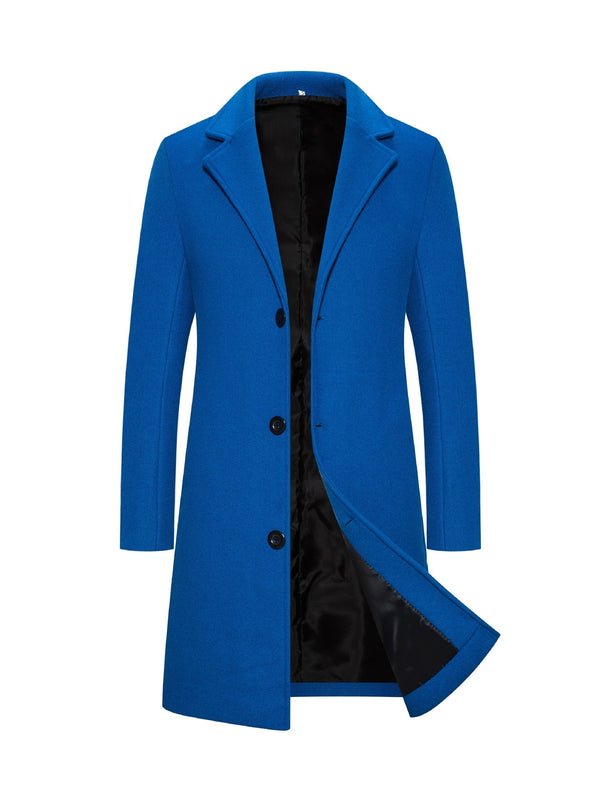 Men's Woolen Slim-Fit Trench Coat