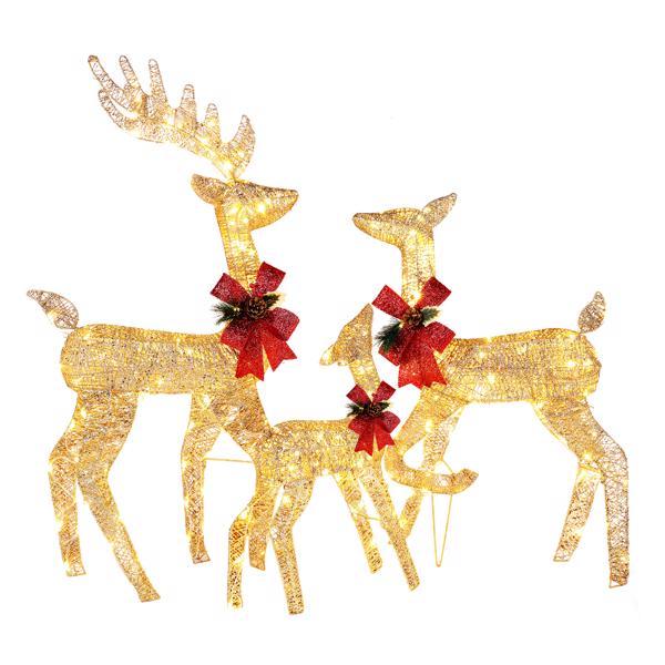Golden Elk Family Courtyard Elk Decoration 3pcs122x54x38cm